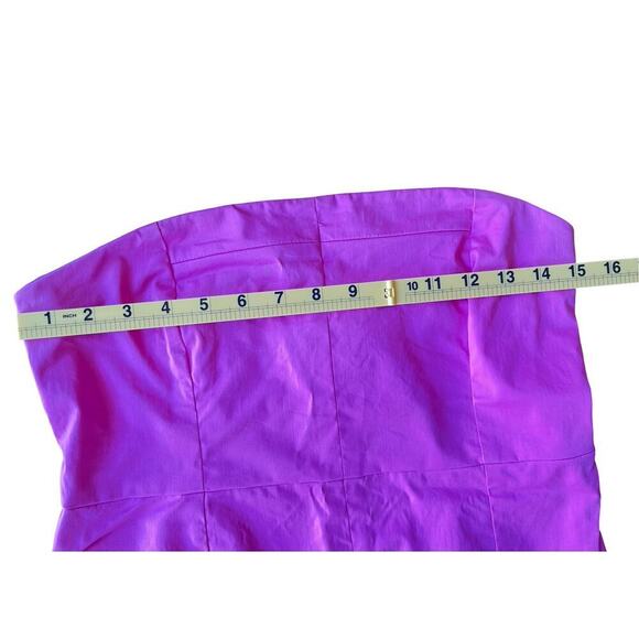 Theory Claire Discreet Strapless Cotton Blend Mini Dress Hot Pink - Size 8 - Picture 5 of 10